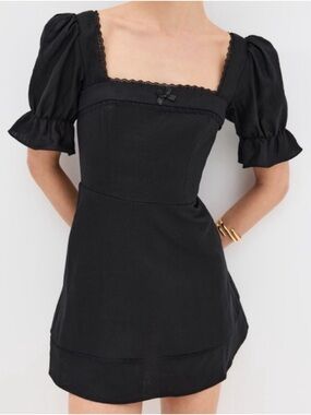 Reformation Evianna Linen Dress in Black